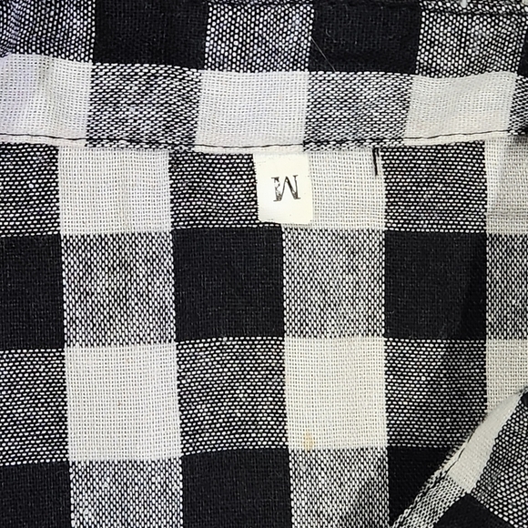 Gingham Fabric Black & White Print Button Up Side Zip Tunic or Mini Dress Size M - Picture 8 of 8